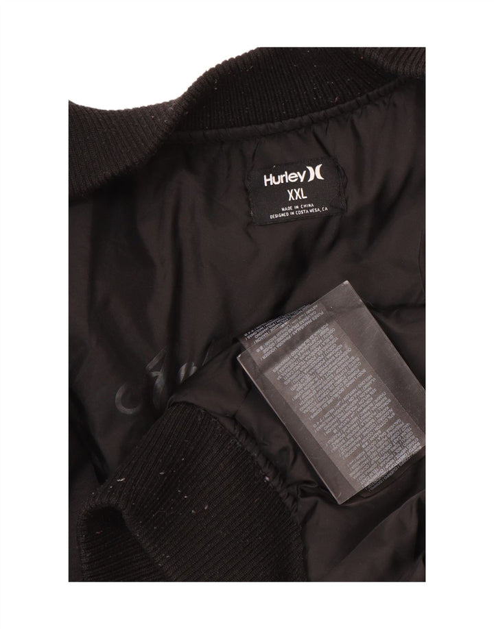 HURLEY Mens Bomber Jacket UK 44 2XL Black Nylon
