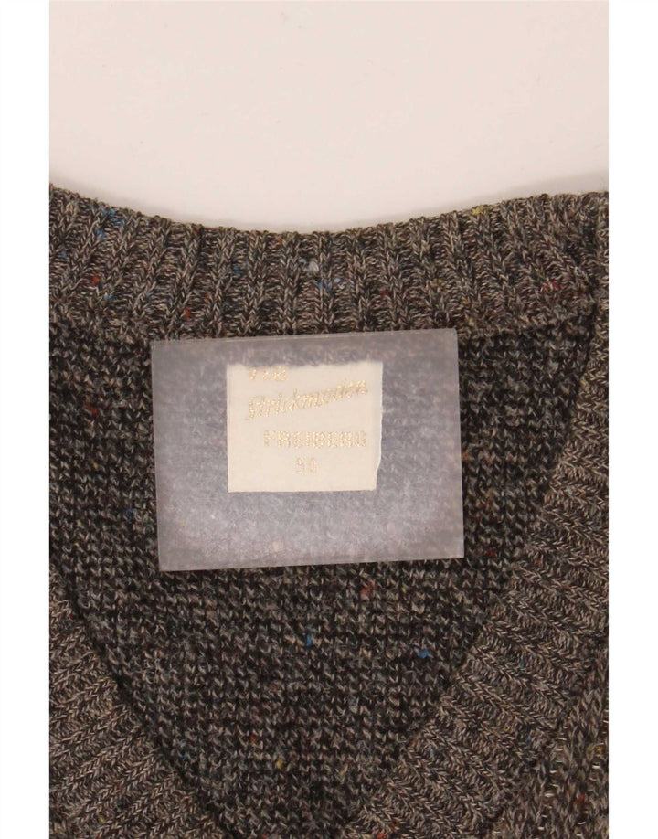 Strickmoden Mens V-Neck Jumper Sweater IT 50 Medium Grey Geometric