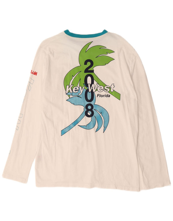 Slam Mens Florida Graphic Top Long Sleeve Large White Cotton