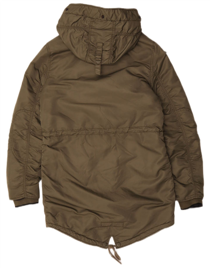 Superdry Womens Hooded Parka Jacket UK 10 Small Green Polyester