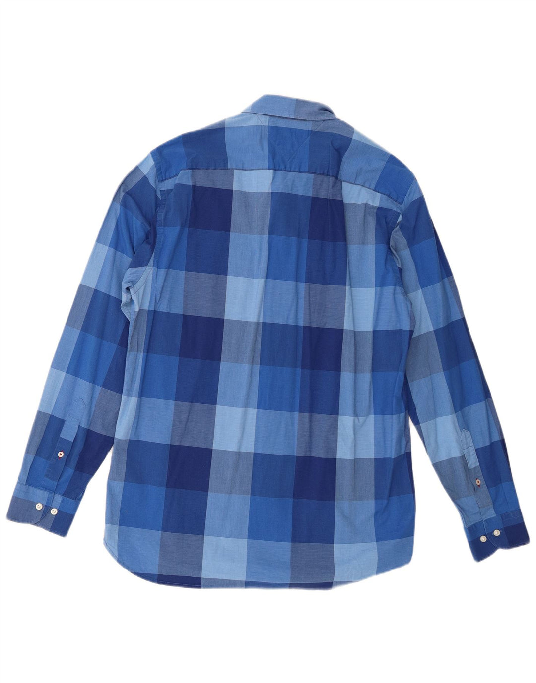Tommy Hilfiger Mens Regular Fit Shirt Large Blue Gingham Cotton