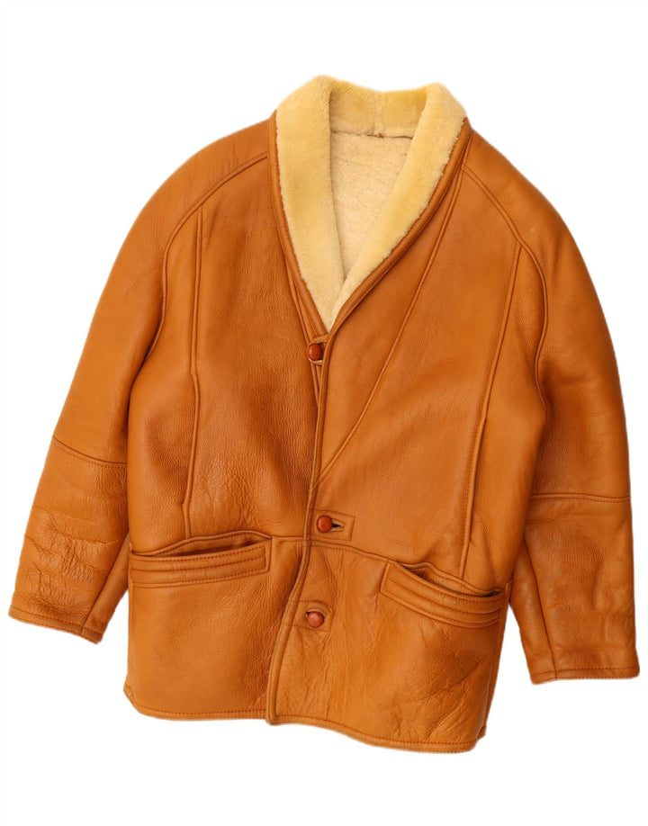 Vintage Mens Shearling Jacket UK 42 XL Beige