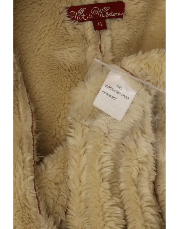 Wit & Wisdom Womens Oversized Sherpa Overcoat UK 14 Large  Brown Polyester