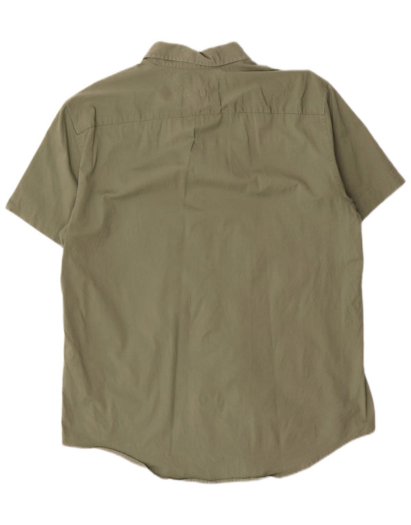 Tommy Hilfiger Mens Short Sleeve Slim Fit Shirt Large Green Cotton