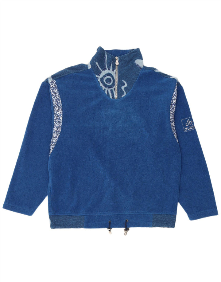 Dubin Mens Zip Neck Fleece Jumper IT 52 Large Blue Geometric Polyester