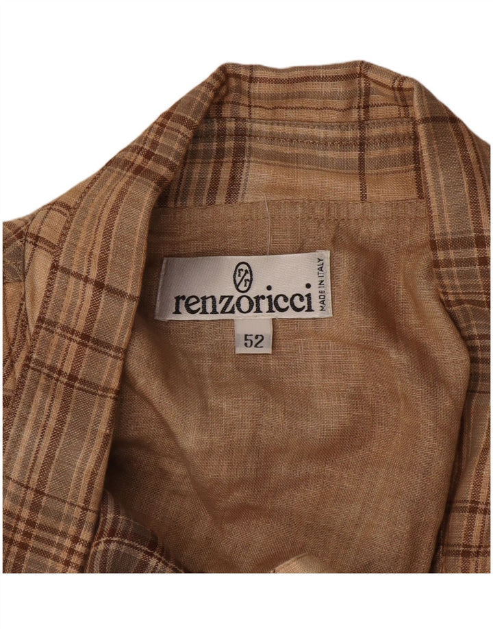 Vintage Mens 3 Button Blazer Jacket IT 52 XL Beige Check