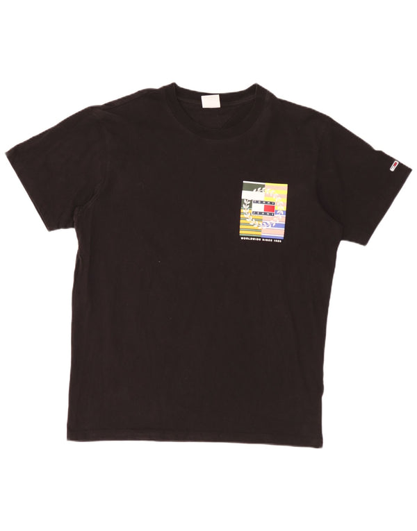 Tommy Hilfiger Mens Graphic T-Shirt Top XL Black Cotton