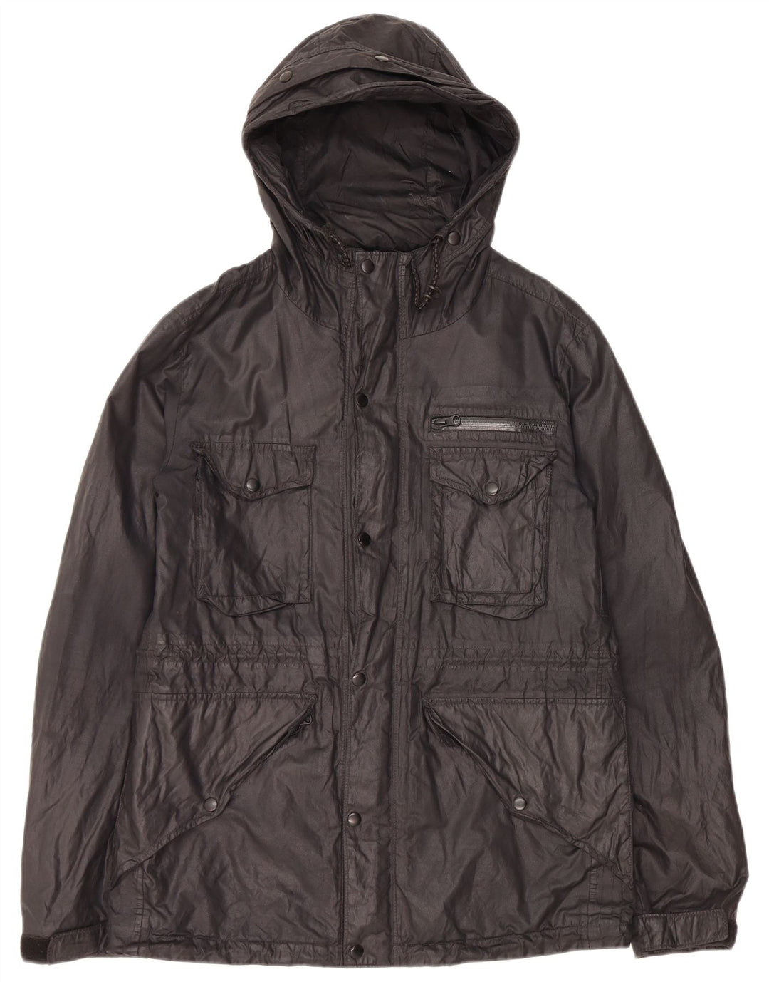 ALL SAINTS Mens Hooded Utility Jacket UK 38 Medium Black