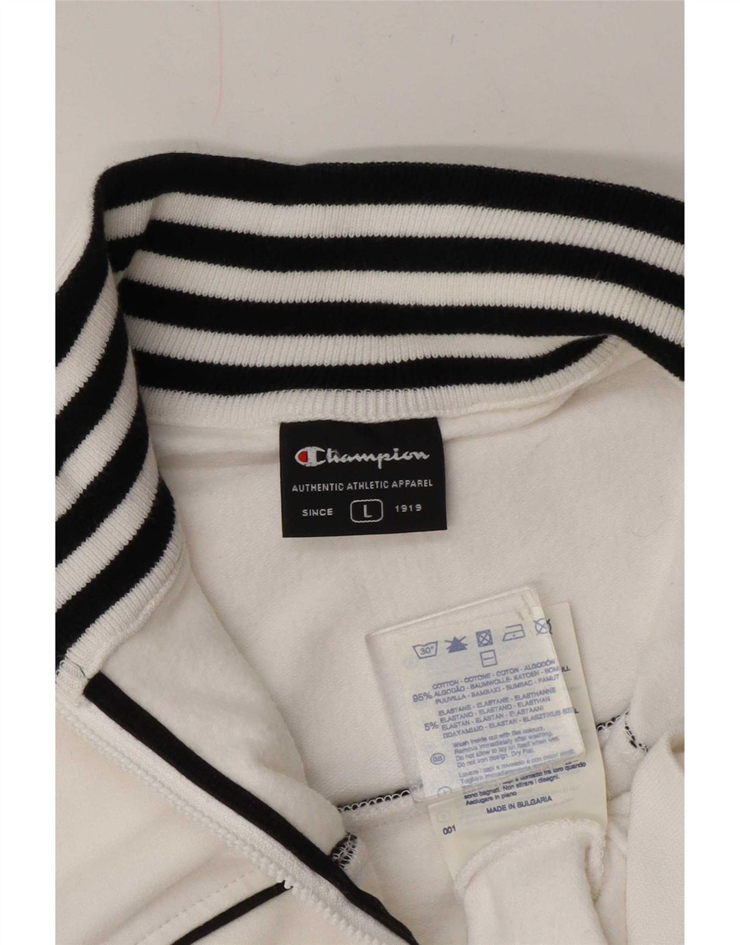 Champion Womens Tracksuit Top Jacket UK 14 Large White Cotton