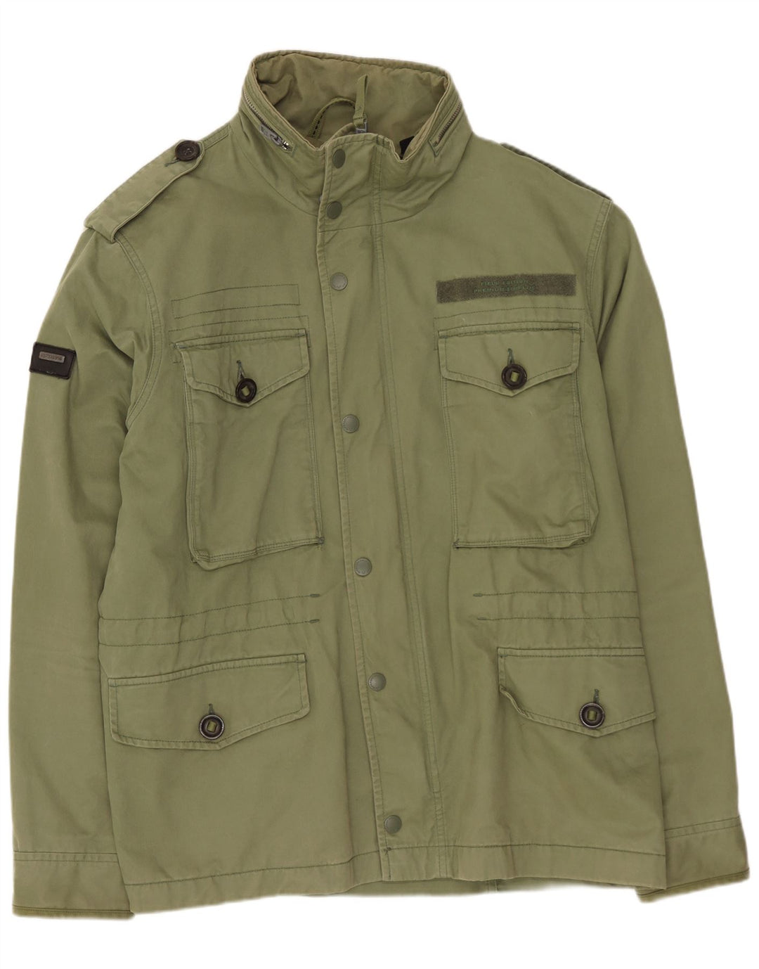 SUPERDRY Mens Military Jacket UK 40 Large Green Cotton