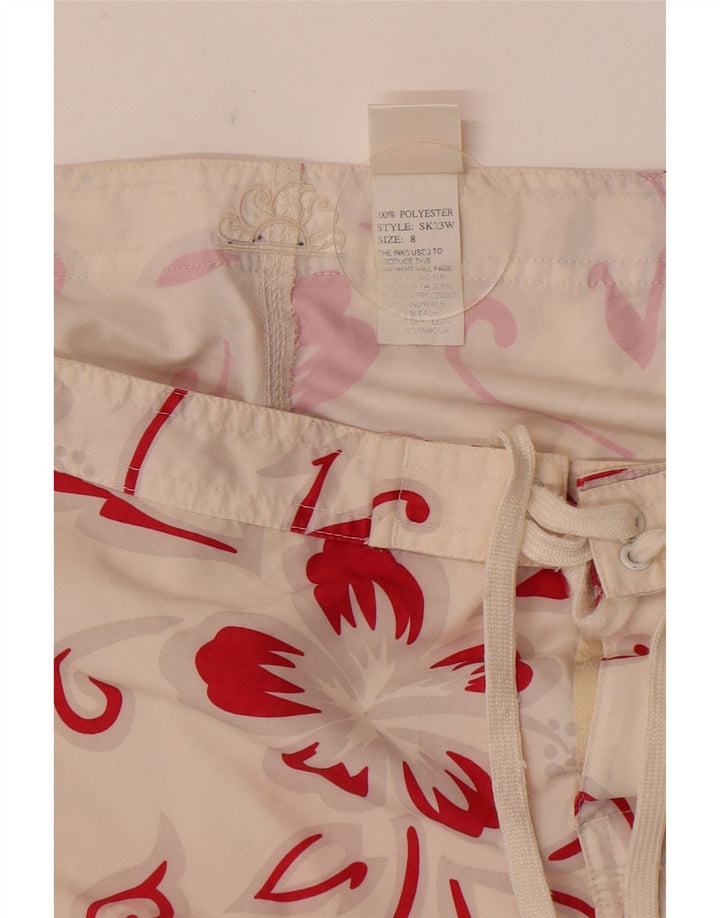 Sundek Womens Swimming Shorts US 8 Medium  White Floral Polyester