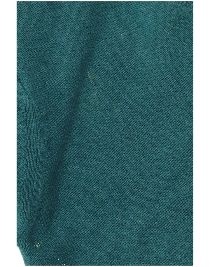 Marks & Spencer Mens V-Neck Jumper Sweater Medium Green Cotton