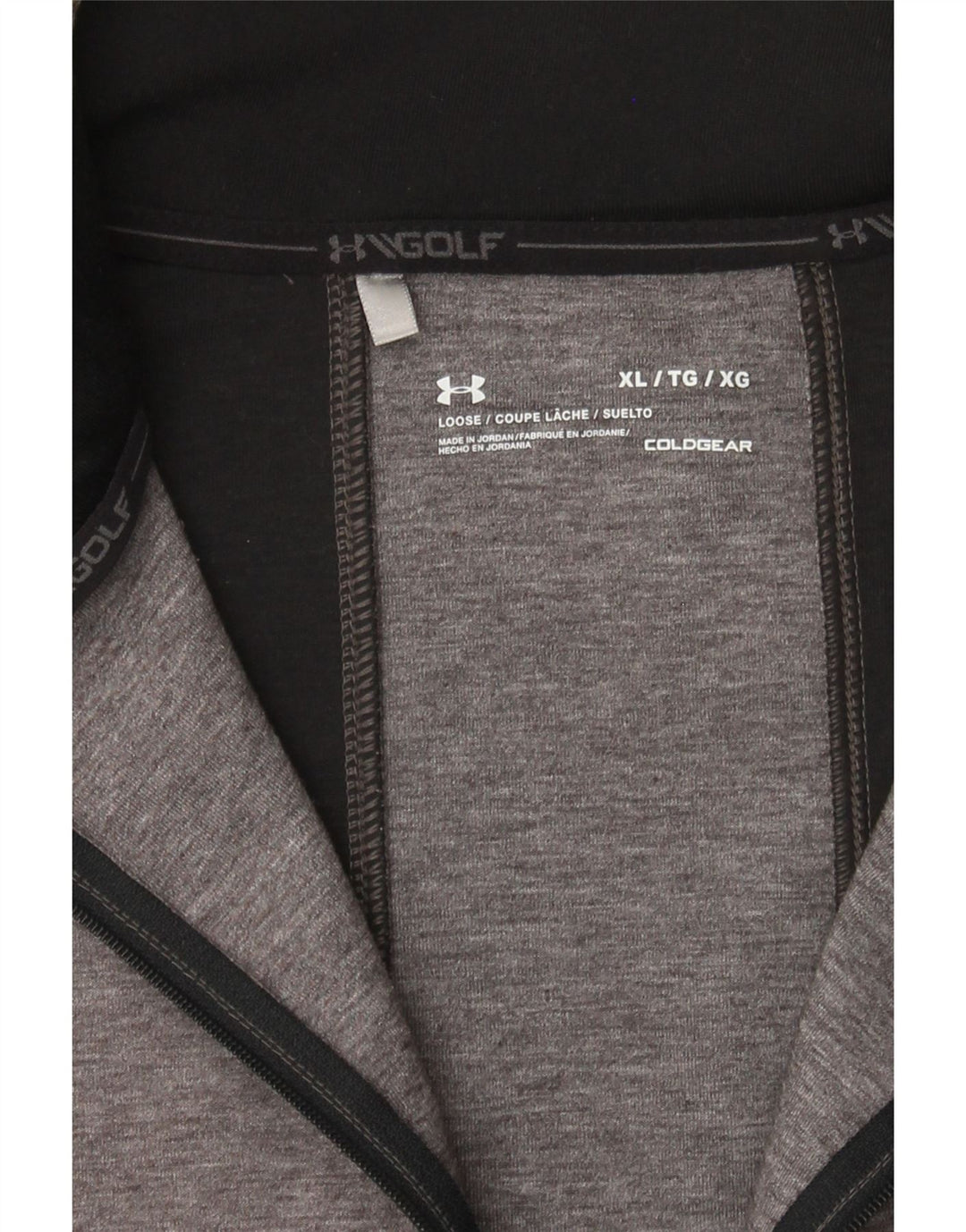 UNDER ARMOUR Mens Zip Neck Sweatshirt Jumper XL Grey Colourblock Polyester Vintage Under Armour and Second-Hand Under Armour from Messina Hembry 