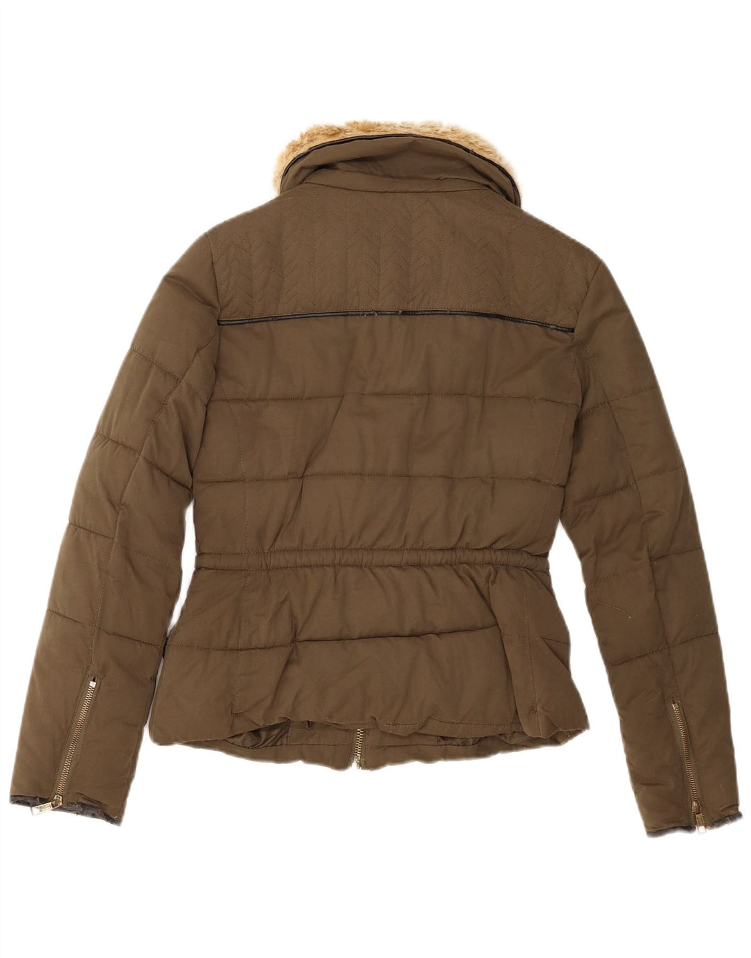 Zara Womens Padded Jacket UK 6 XS Khaki