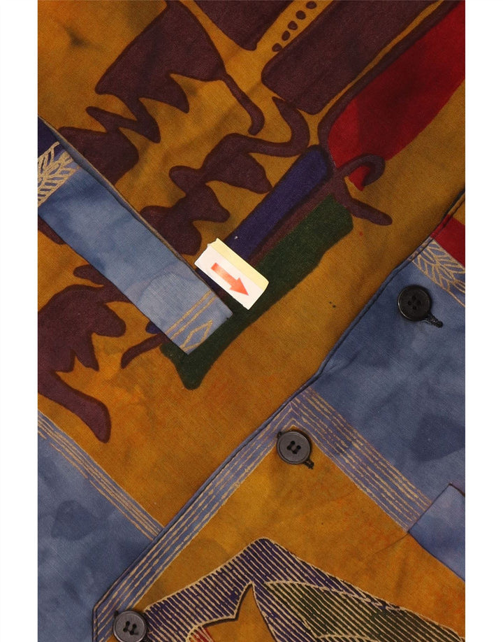 Vintage Mens Abstract Pattern Waistcoat Large Blue