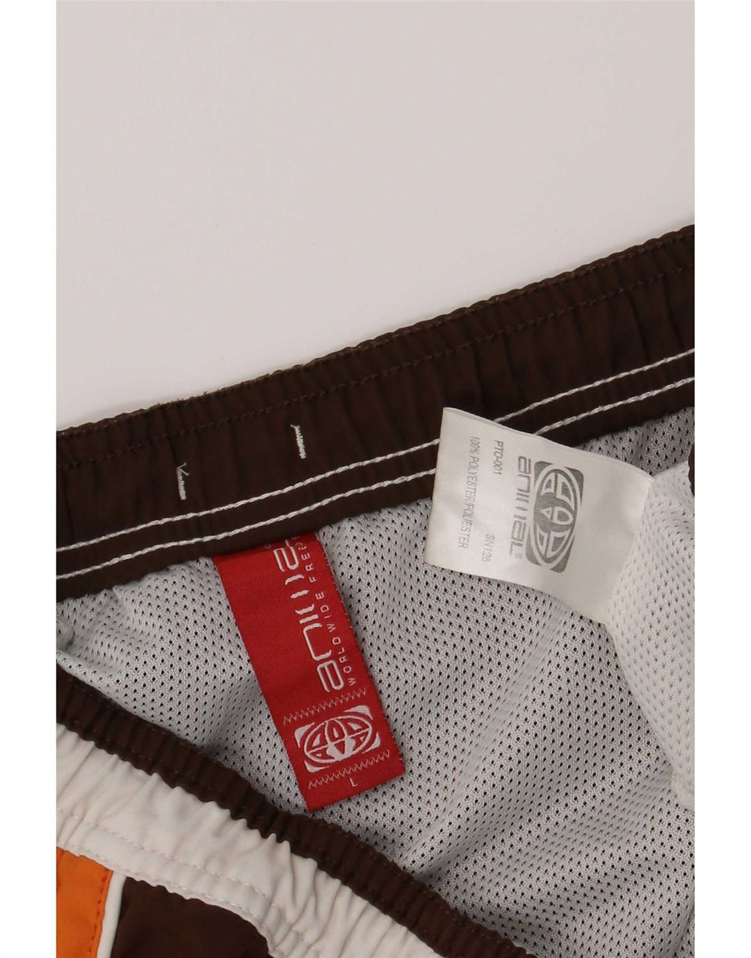 Animal Mens Graphic Swimming Shorts Large White Colourblock Polyester