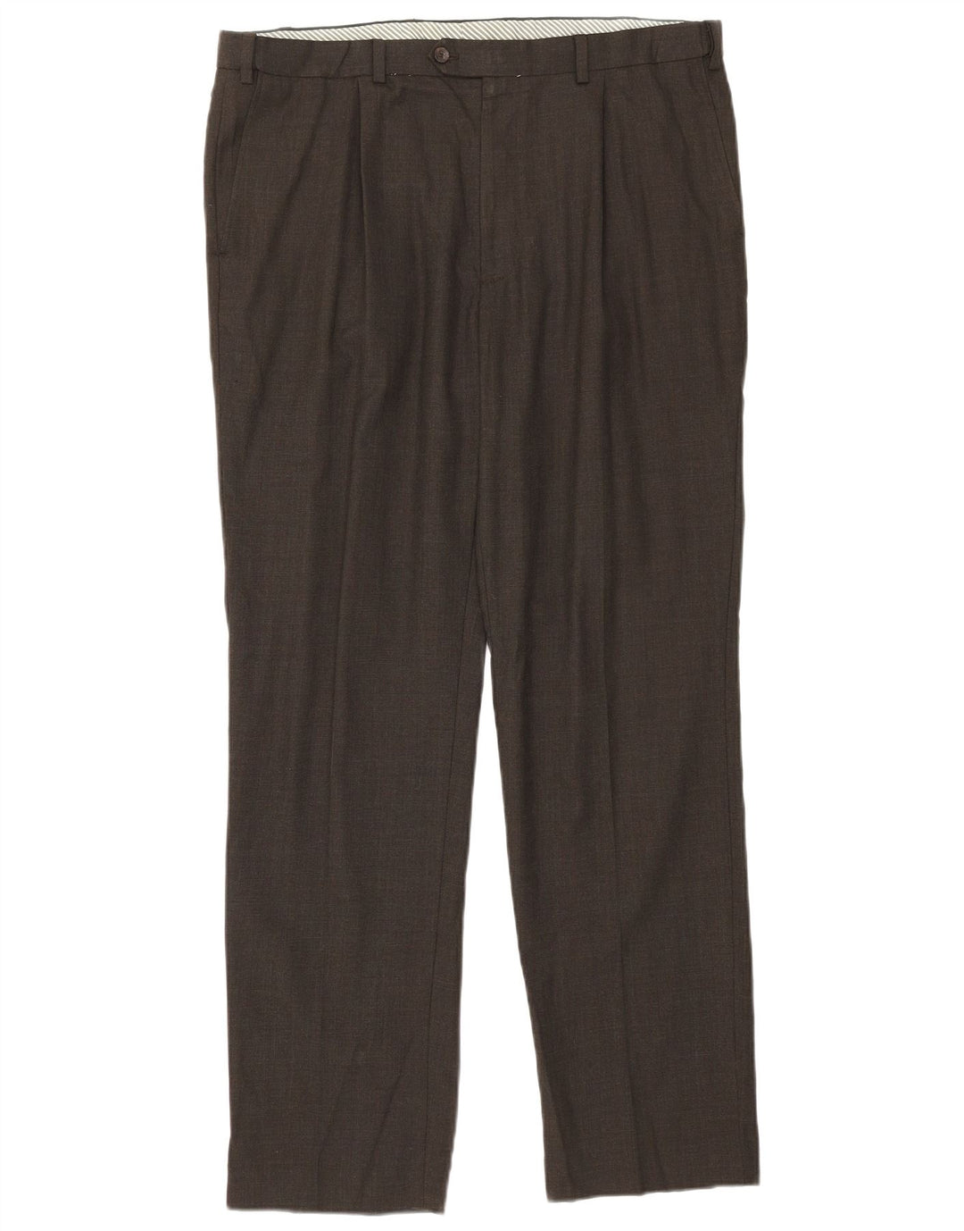 Marks & Spencer Mens Straight Suit Trousers W38 L33 Brown Wool