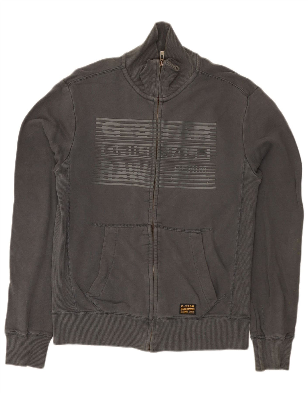 G-Star Mens Graphic Tracksuit Top Jacket Medium Grey Cotton