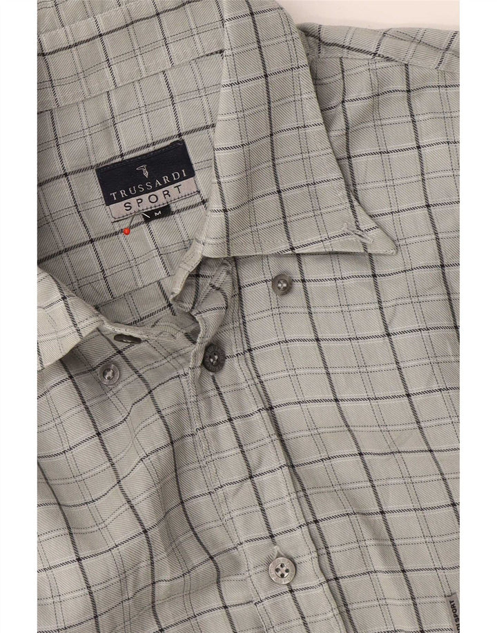 Trussardi Mens Shirt Medium Grey Check