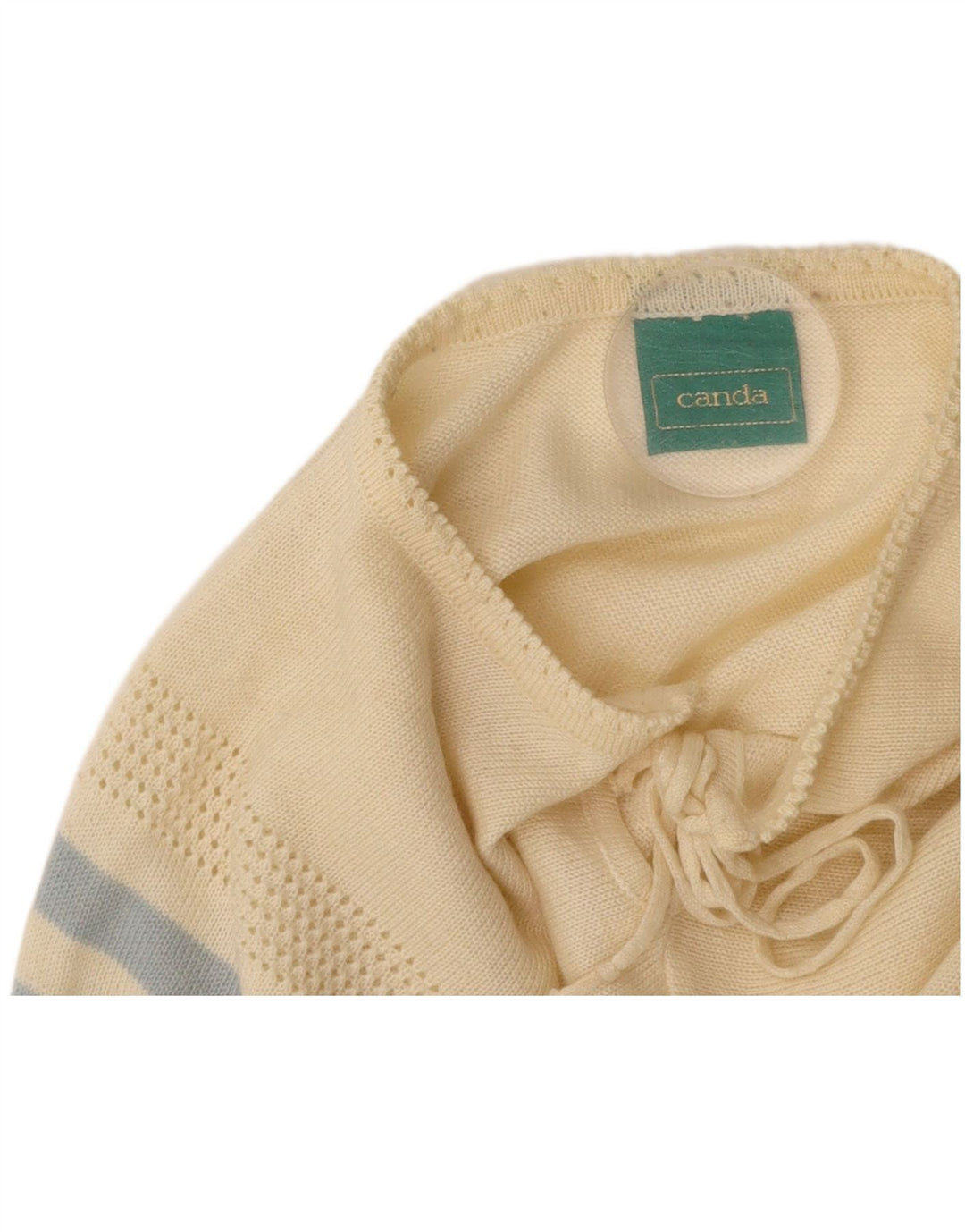 CANDA Womens Crop Crew Neck Jumper Sweater EU 44 XL Off White Striped