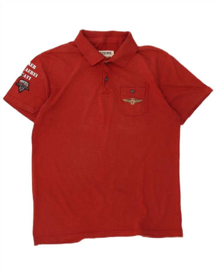 AVIAZIONE NAVALE Mens Graphic Polo Shirt Medium Red