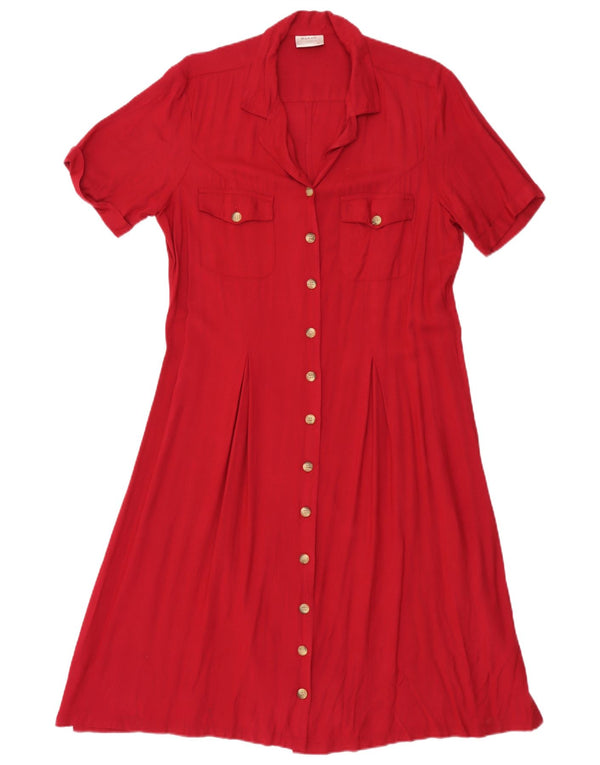 H&M Womens Short Sleeves Shirt Dress IT 42 Medium Red Rayon
