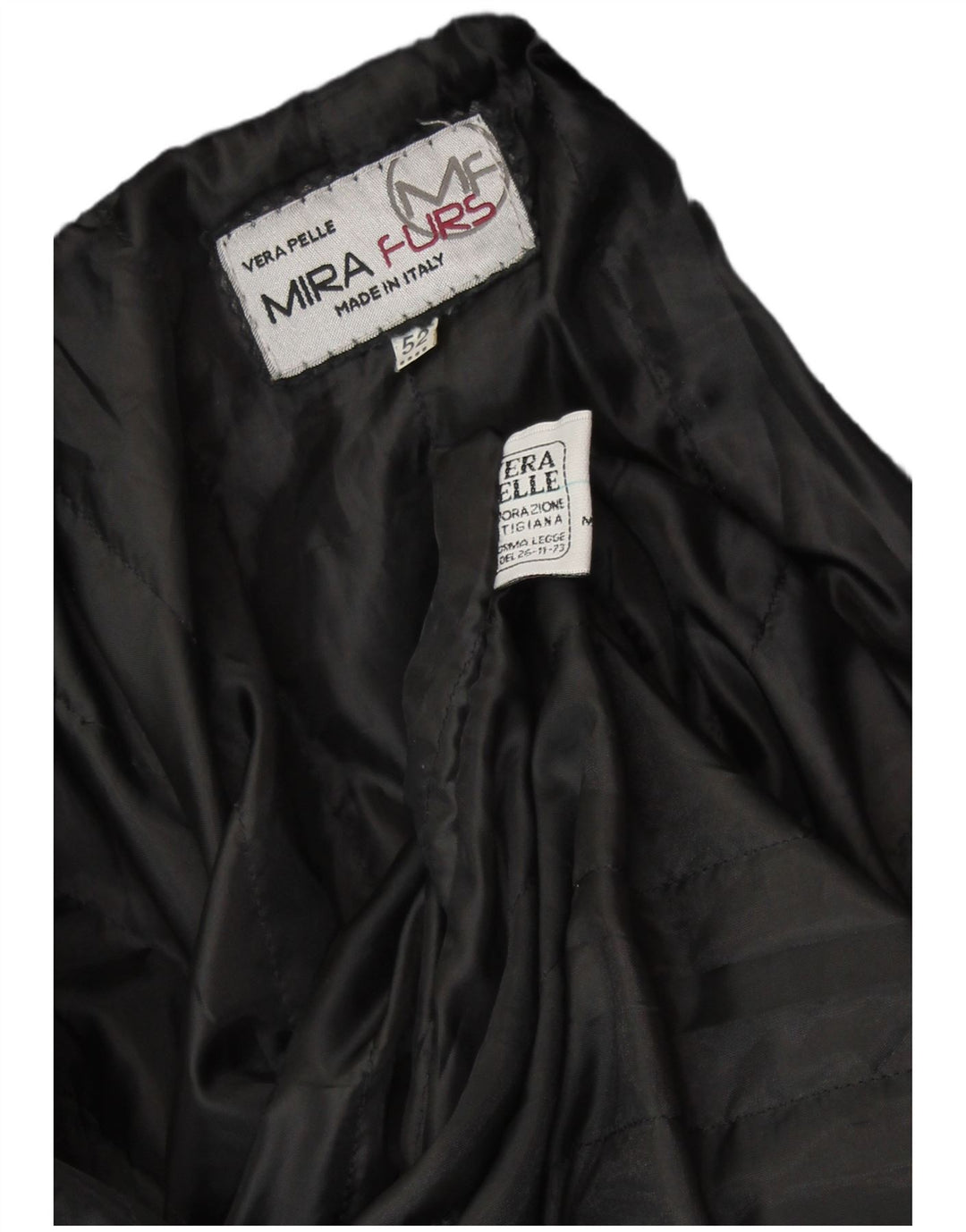 MIRA FURS Mens Military Leather Jacket IT 52 XL Black Leather