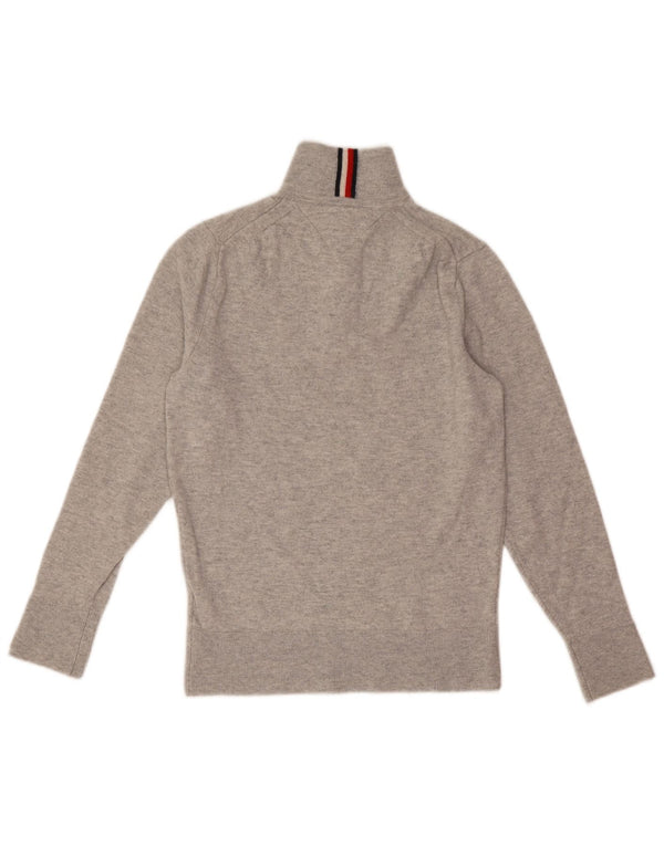 Tommy Hilfiger Mens Zip Neck Jumper Sweater XS Grey Wool