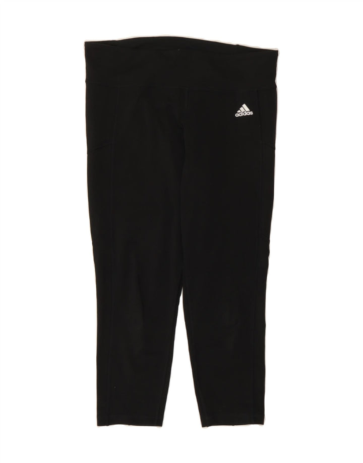 ADIDAS Womens Climalite Capri Leggings UK 14 Medium  Black Polyester Vintage Adidas and Second-Hand Adidas from Messina Hembry 