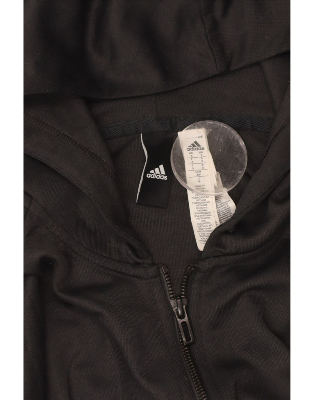 ADIDAS Mens Zip Hoodie Sweater Small Black Colourblock Polyester