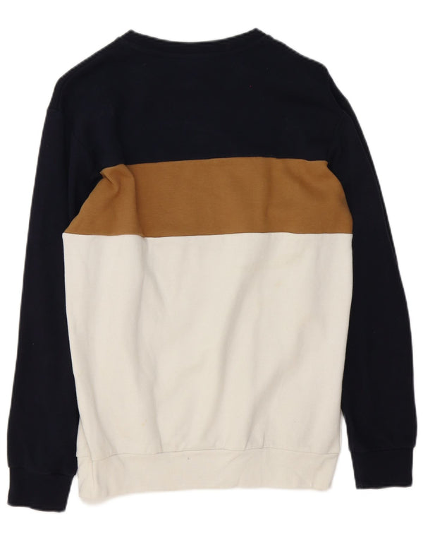 Zara Mens Sweatshirt Jumper Small White Colourblock Cotton