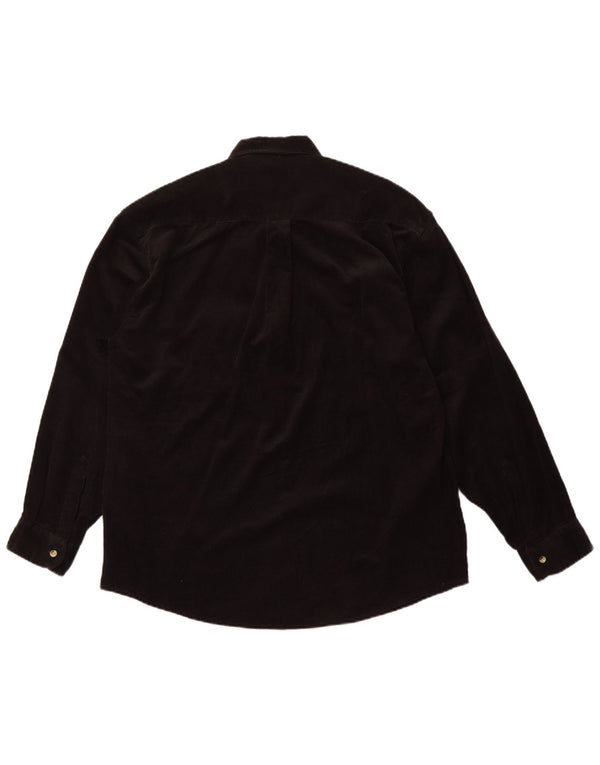 VINTAGE Mens Corduroy Shirt 2XL Black Cotton