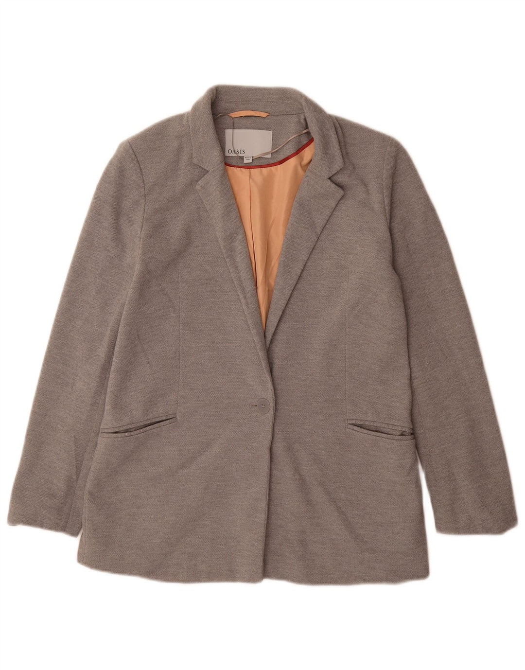 Oasis Womens Loose Fit 1 Button Blazer Jacket UK 10 Small Grey Polyester