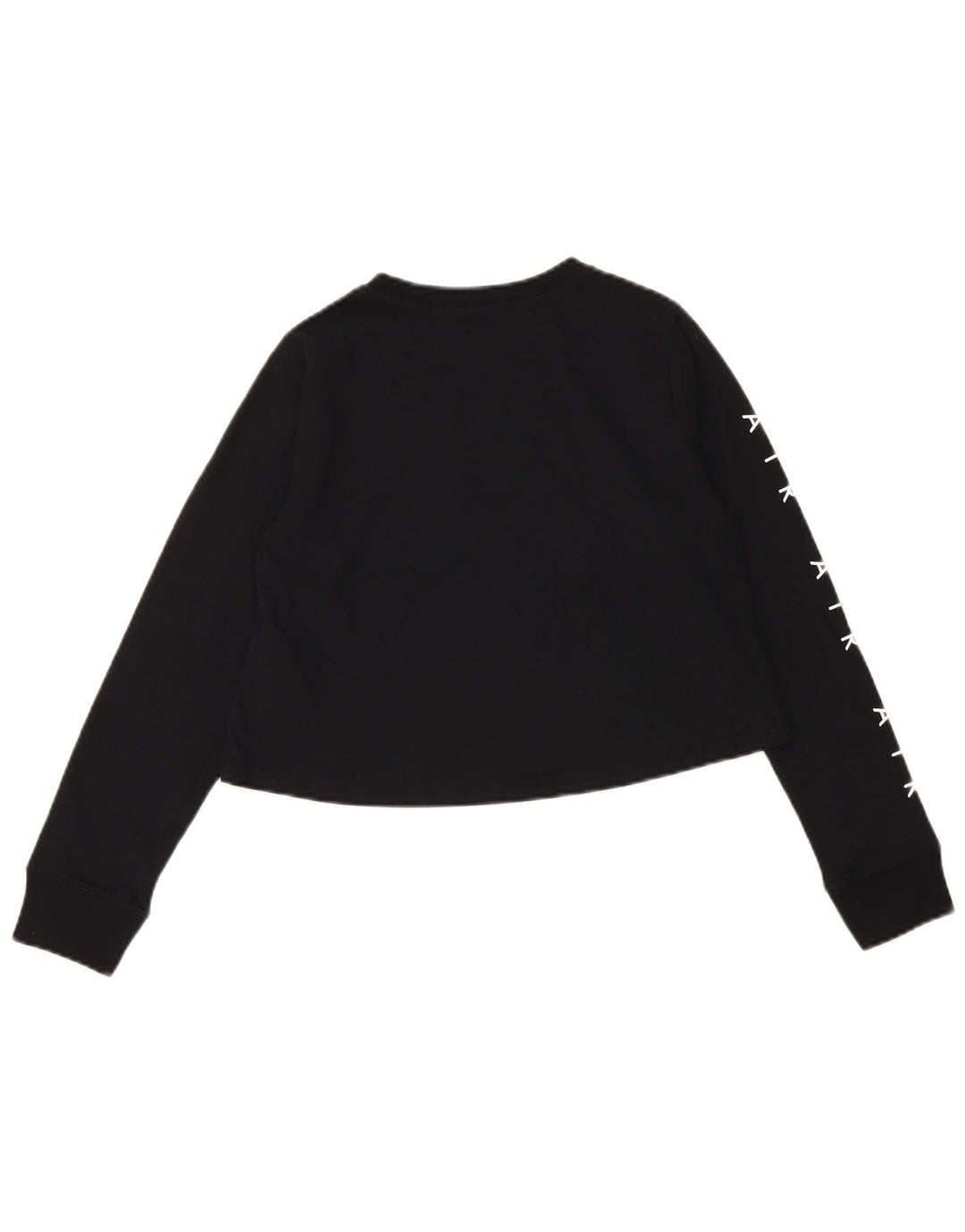 NIKE Girls Crop Graphic Top Long Sleeve 10-11 Years Medium Black Cotton