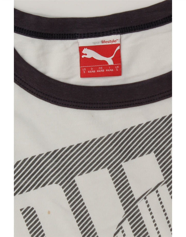 Puma Mens Graphic T-Shirt Top Small White Colourblock