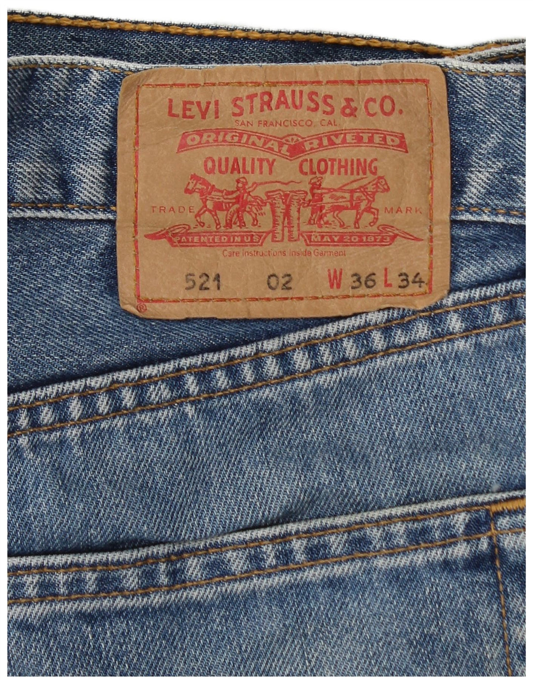 LEVI'S Mens 521 High Waist Tapered Jeans W36 L30 Blue Cotton
