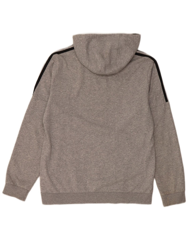 Adidas Boys Graphic Hoodie Jumper 15-16 Years Grey Flecked Cotton