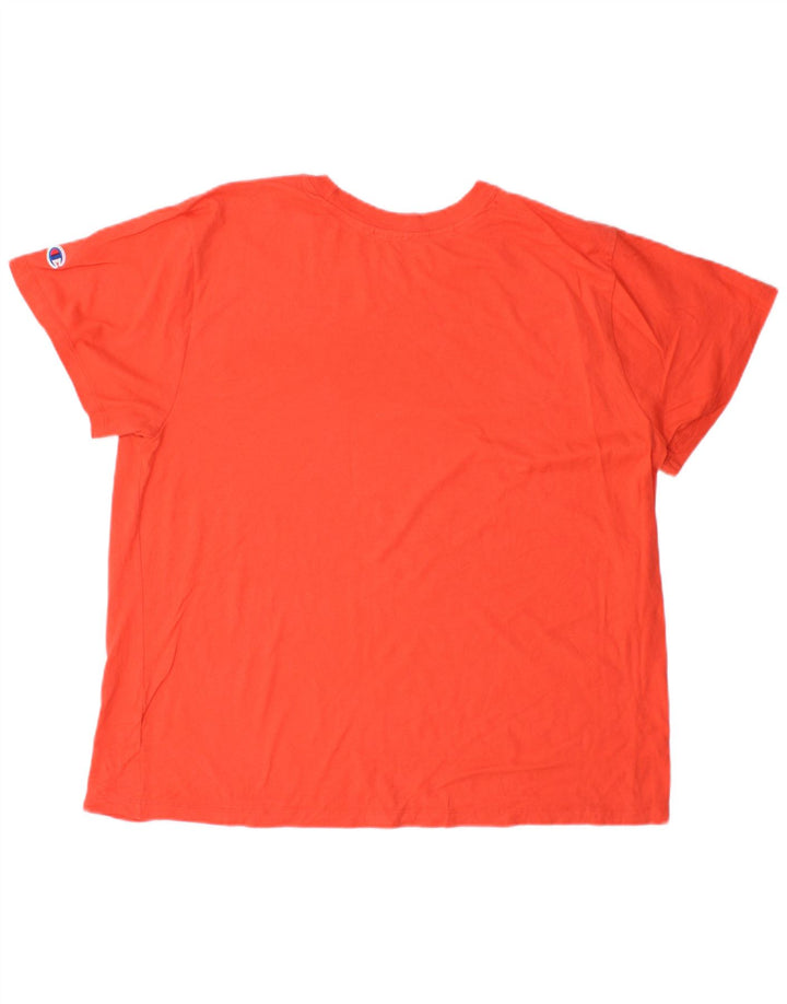 CHAMPION Womens Graphic T-Shirt Top UK 20 2XL Orange Cotton