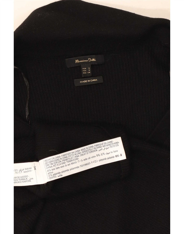 Massimo Dutti Womens Cardigan Sweater UK 10 Small Black Wool
