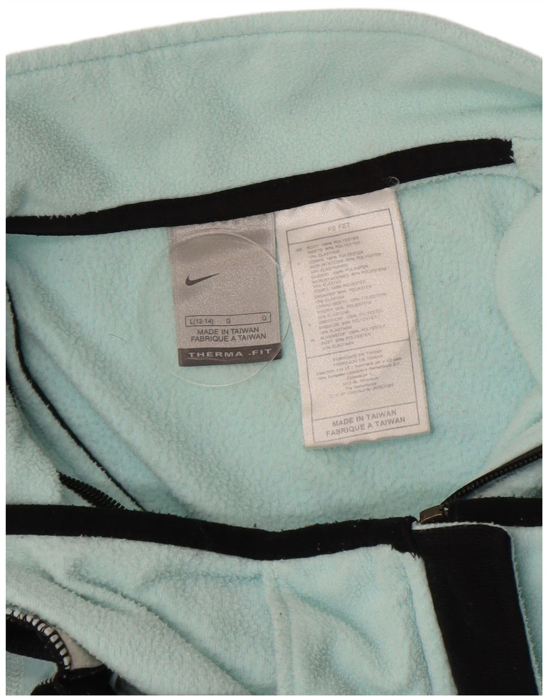Nike Womens Fleece Jacket US 12/14 Large Turquoise Polyester