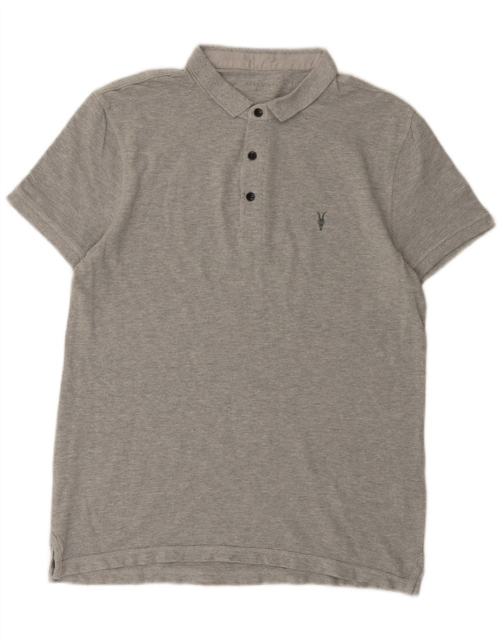 All Saints Mens Polo Shirt Medium Grey Cotton