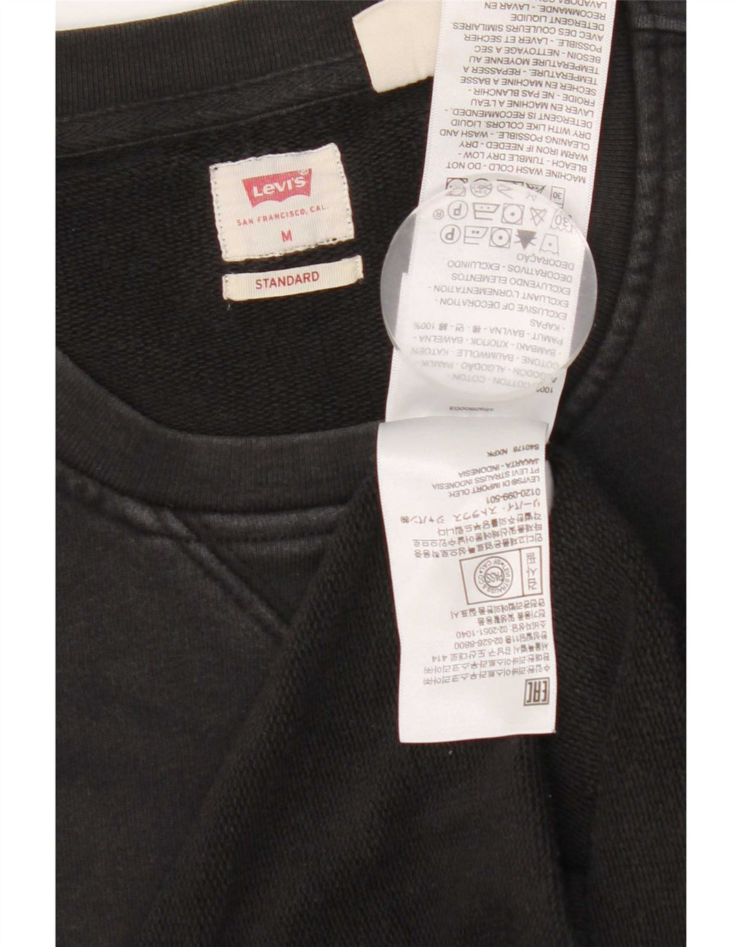 Levi's Mens Standard Fit Sweatshirt Jumper Medium Black Cotton