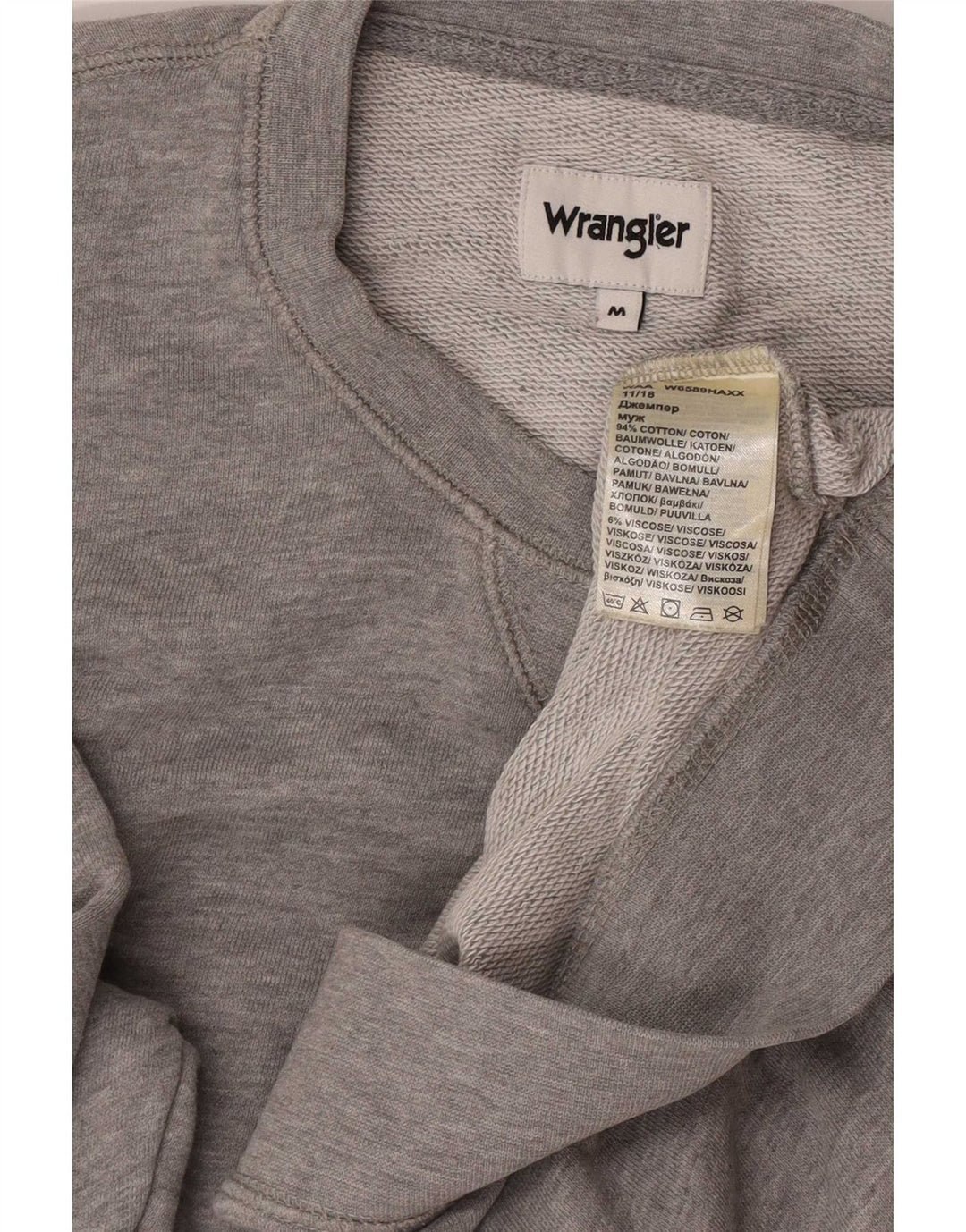 Wrangler Mens Sweatshirt Jumper Medium Grey Flecked Cotton