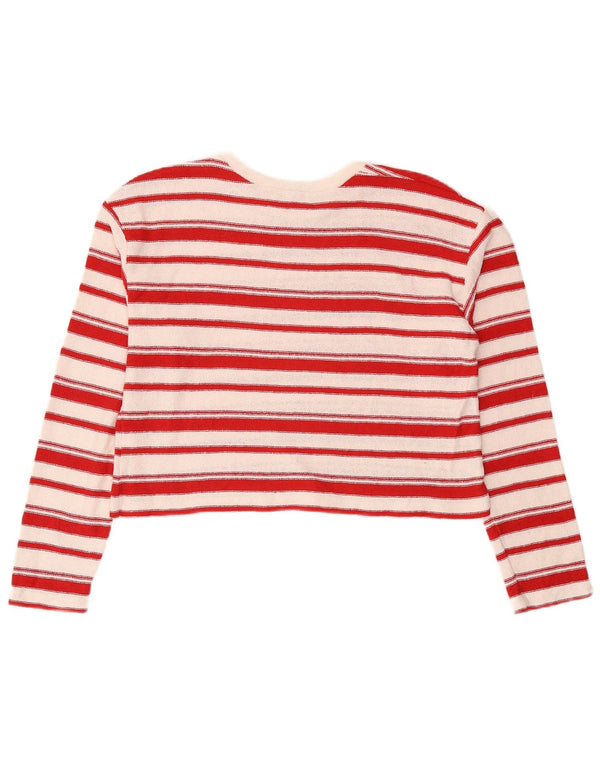 ZARA Womens Relaxed Fit Crew Neck Jumper Sweater UK 10 Small Red Striped