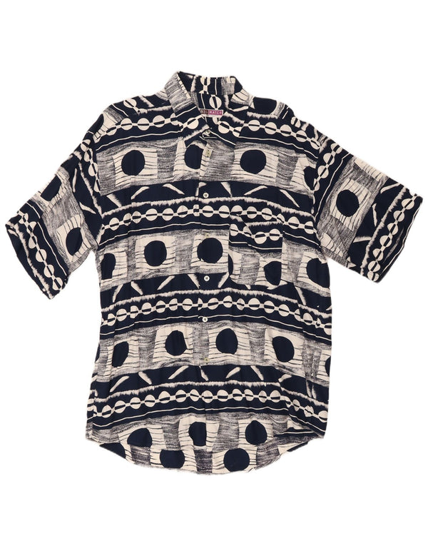 Big Match  Mens Short Sleeve Shirt XL Navy Blue Geometric