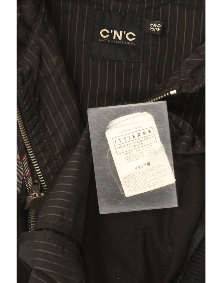 CNC COSTUME NATIONAL Mens Bomber Jacket IT 36 Small Black Striped Cotton