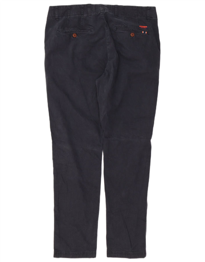 SUPERDRY Mens Slim Chino Trousers W34 L30 Black Cotton