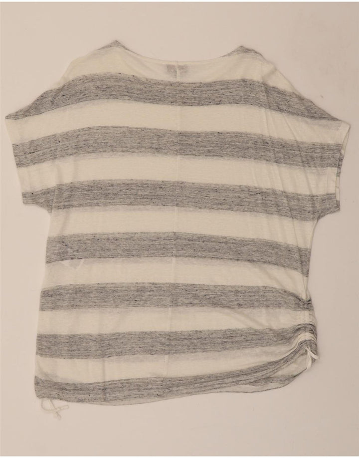 PHASE EIGHT Womens Oversized T-Shirt Top UK 16 Large  White Striped Vintage Phase Eight and Second-Hand Phase Eight from Messina Hembry 