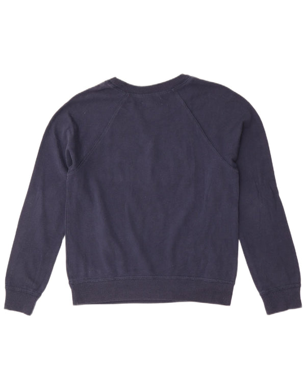 Hollister Womens Graphic Sweatshirt Jumper UK 10 Small Navy Blue Cotton