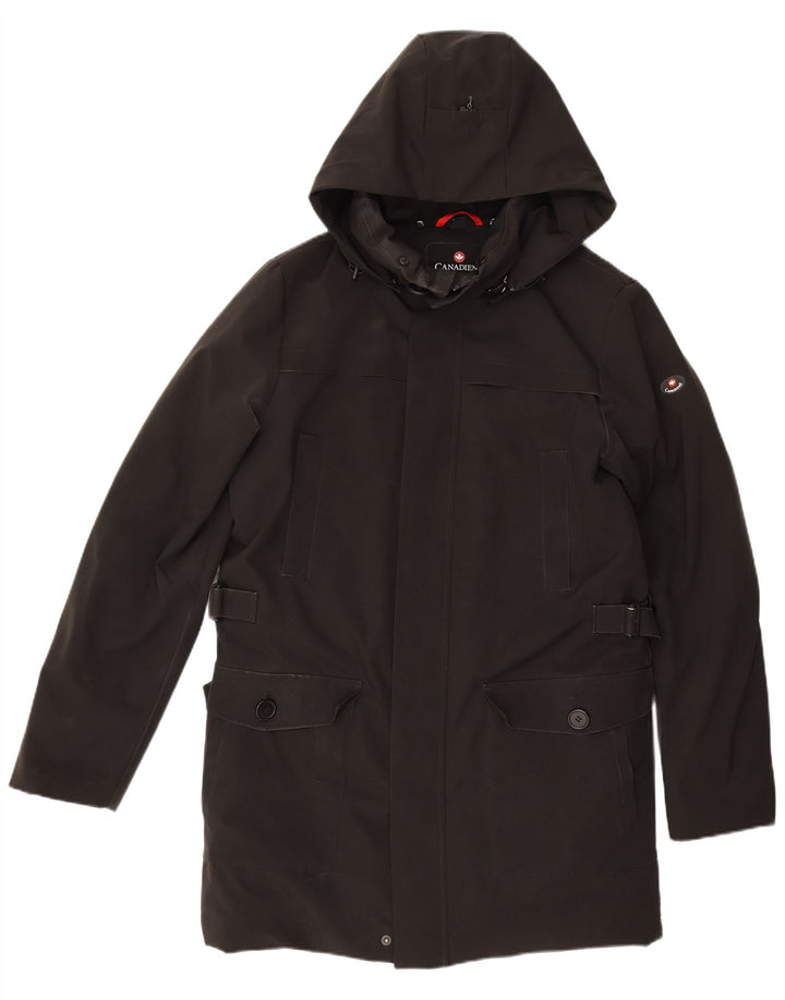 Canadiens Mens Hooded Padded Coat IT 46 Small Black Polyester
